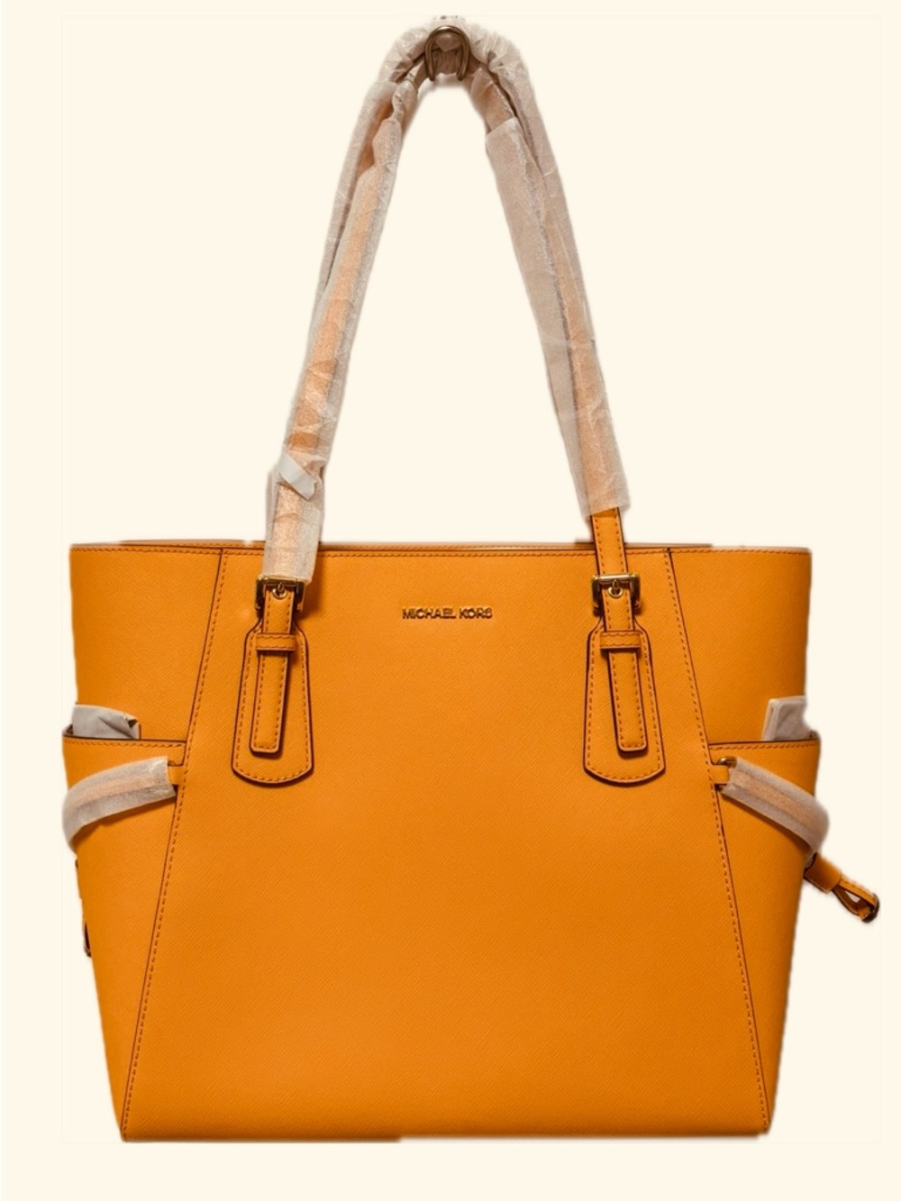 NWT! Authentic Michael Kors Voyager EW Saffiano Large Leather Tote Marigold